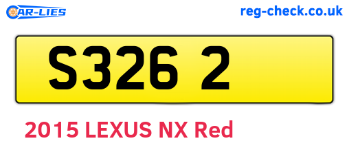 S3262 are the vehicle registration plates.
