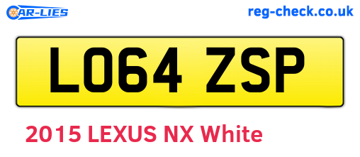 LO64ZSP are the vehicle registration plates.