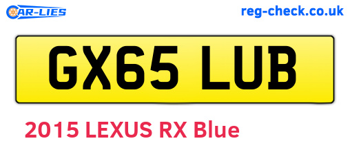 GX65LUB are the vehicle registration plates.