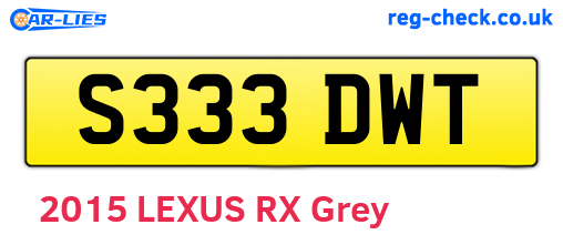 S333DWT are the vehicle registration plates.