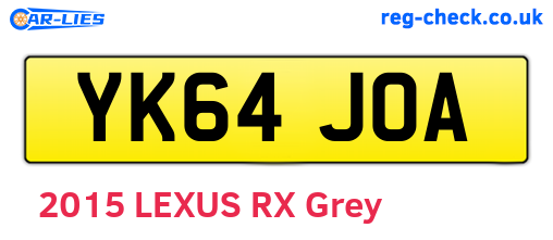 YK64JOA are the vehicle registration plates.