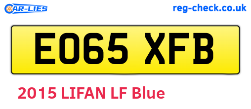EO65XFB are the vehicle registration plates.
