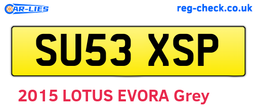 SU53XSP are the vehicle registration plates.