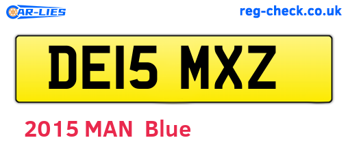 DE15MXZ are the vehicle registration plates.
