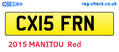 CX15FRN are the vehicle registration plates.
