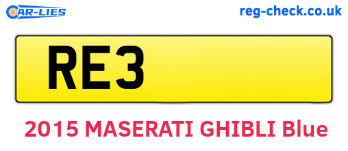 RE3 are the vehicle registration plates.
