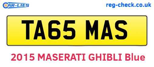 TA65MAS are the vehicle registration plates.