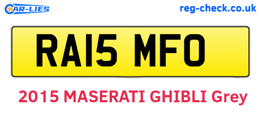RA15MFO are the vehicle registration plates.