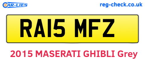 RA15MFZ are the vehicle registration plates.