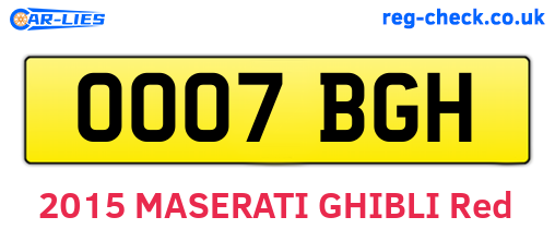 OO07BGH are the vehicle registration plates.