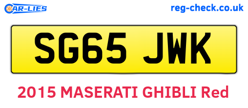 SG65JWK are the vehicle registration plates.