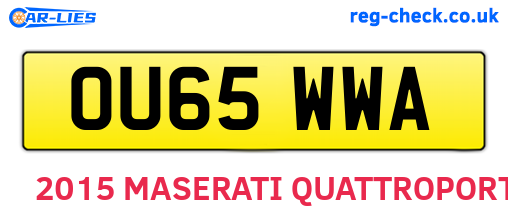 OU65WWA are the vehicle registration plates.