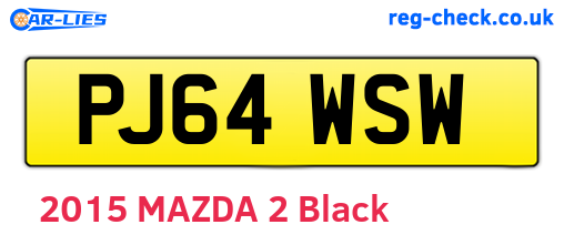 PJ64WSW are the vehicle registration plates.
