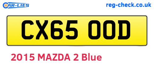 CX65OOD are the vehicle registration plates.