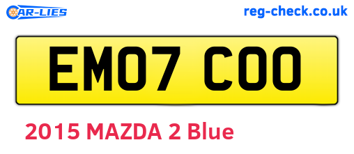 EM07COO are the vehicle registration plates.