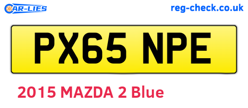 PX65NPE are the vehicle registration plates.