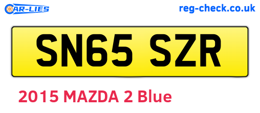 SN65SZR are the vehicle registration plates.