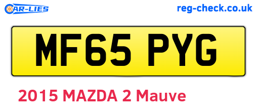 MF65PYG are the vehicle registration plates.