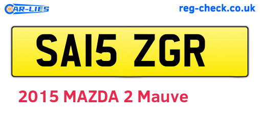 SA15ZGR are the vehicle registration plates.