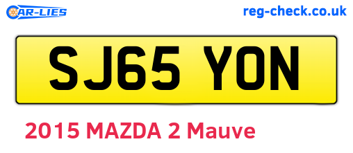 SJ65YON are the vehicle registration plates.