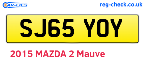 SJ65YOY are the vehicle registration plates.