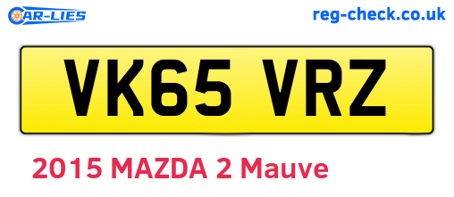 VK65VRZ are the vehicle registration plates.