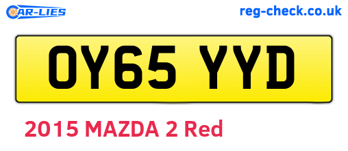 OY65YYD are the vehicle registration plates.