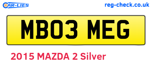 MB03MEG are the vehicle registration plates.