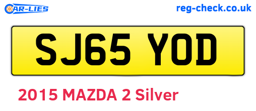 SJ65YOD are the vehicle registration plates.