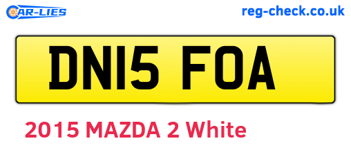 DN15FOA are the vehicle registration plates.
