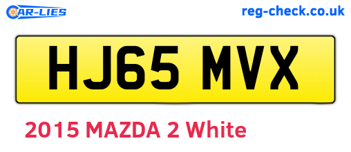 HJ65MVX are the vehicle registration plates.