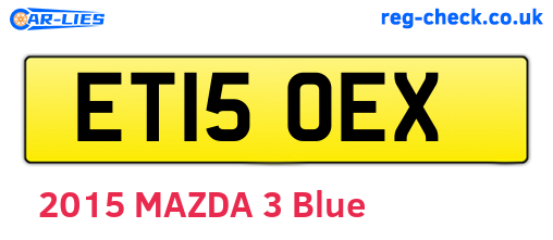 ET15OEX are the vehicle registration plates.