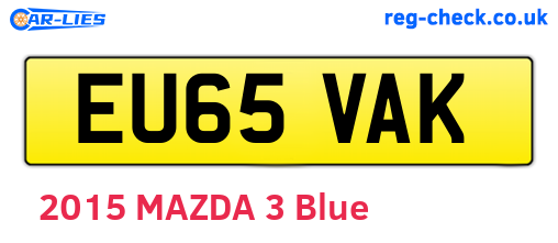 EU65VAK are the vehicle registration plates.