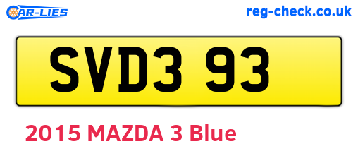 SVD393 are the vehicle registration plates.