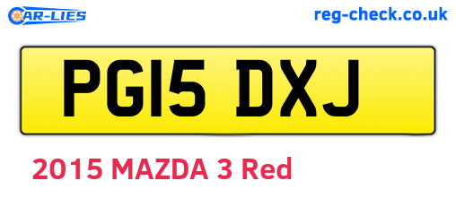 PG15DXJ are the vehicle registration plates.