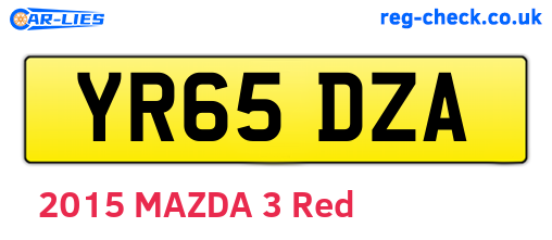 YR65DZA are the vehicle registration plates.