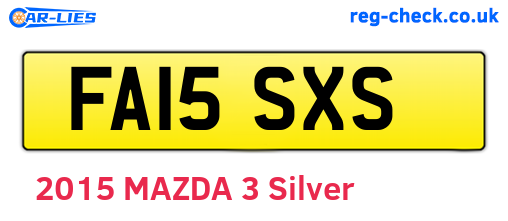 FA15SXS are the vehicle registration plates.