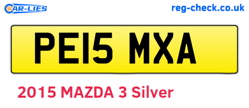 PE15MXA are the vehicle registration plates.