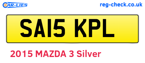 SA15KPL are the vehicle registration plates.