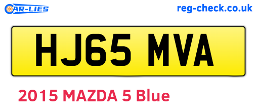 HJ65MVA are the vehicle registration plates.