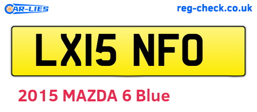 LX15NFO are the vehicle registration plates.