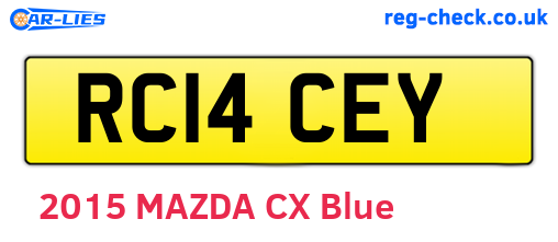 RC14CEY are the vehicle registration plates.