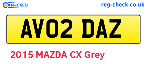 AV02DAZ are the vehicle registration plates.