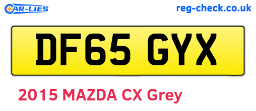 DF65GYX are the vehicle registration plates.