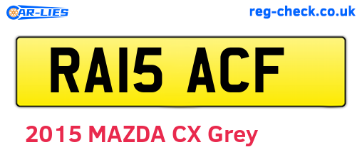 RA15ACF are the vehicle registration plates.