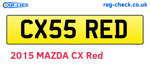 CX55RED are the vehicle registration plates.