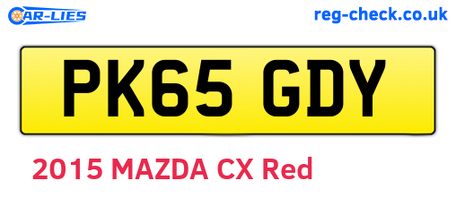 PK65GDY are the vehicle registration plates.