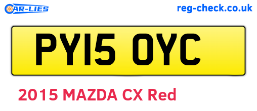 PY15OYC are the vehicle registration plates.