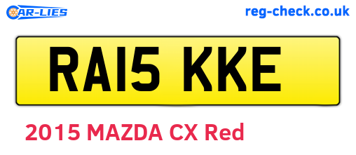 RA15KKE are the vehicle registration plates.