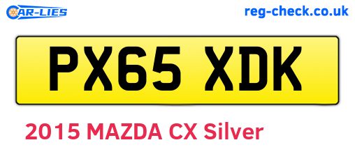PX65XDK are the vehicle registration plates.
